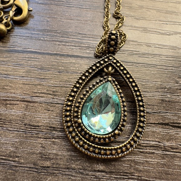 Avon Blissful Blues Drop Pendant Gift Set Vintage Style 2011 Art Deco Boho - Picture 5 of 11